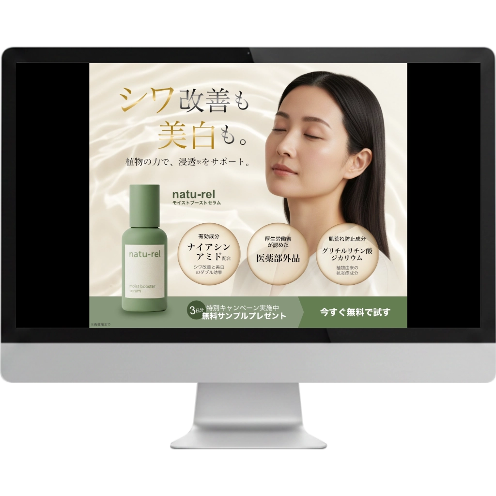 美容プロダクト natu-rel のコンセプトバナーデザイン